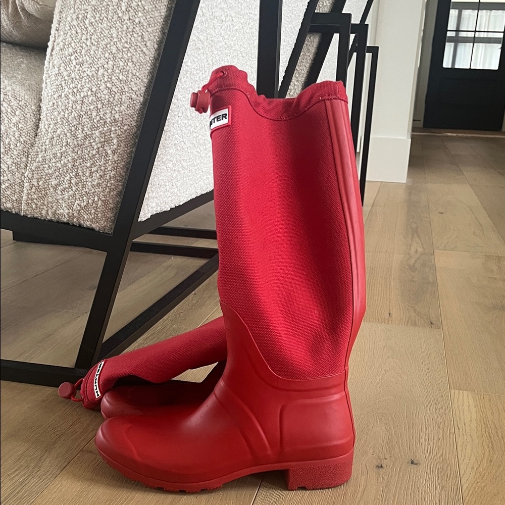 Hunter Red Mid-Calf Waterproof Rain Boots
